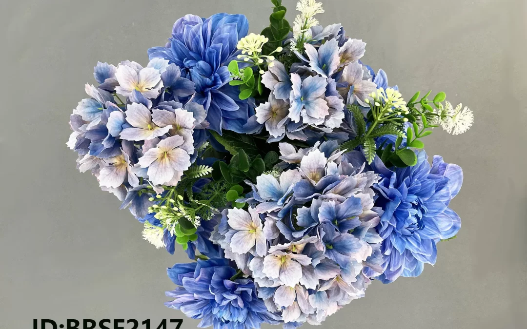 Artificial hydrangeas and dahlia bouquet China factory BRSF2147