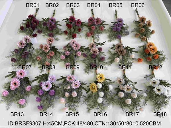 Artificial chrysanthemum hand tied bouquet for decoration China supplier BRSF9307
