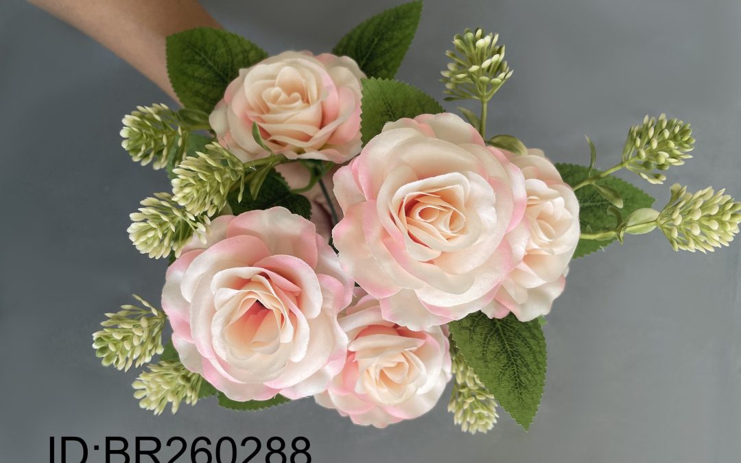 5 head Faux Roses Event Planner Reliable China Supplier BR260288