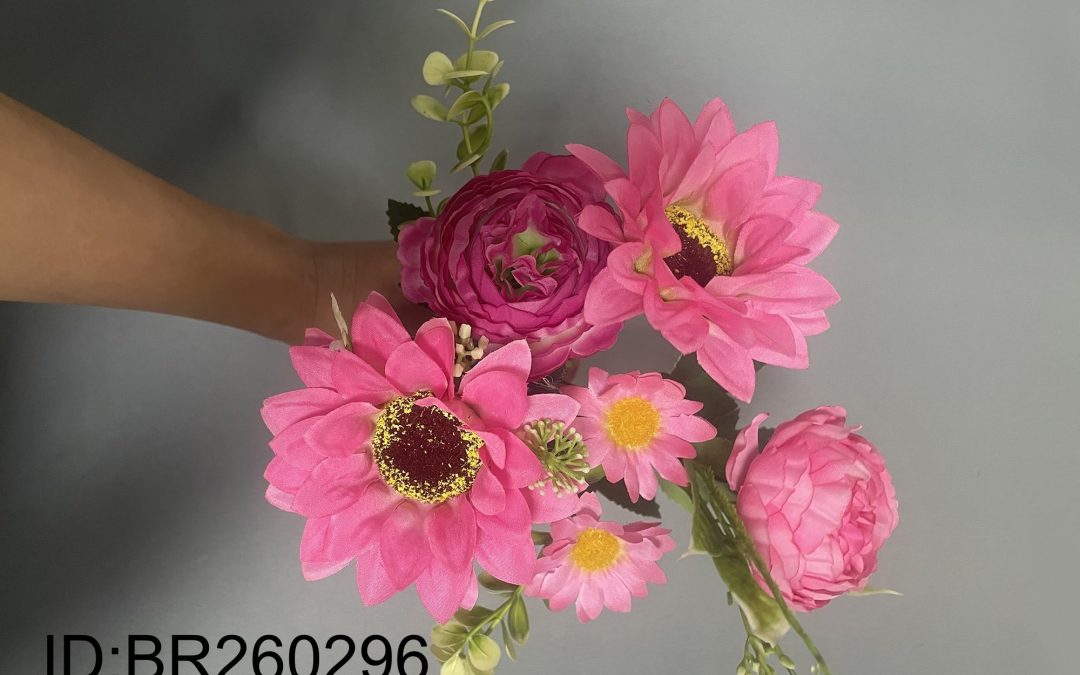 Mix Artificial Silk Flower Bouquet Wholesale Faux Flowers China Top Manufacturer BR260296