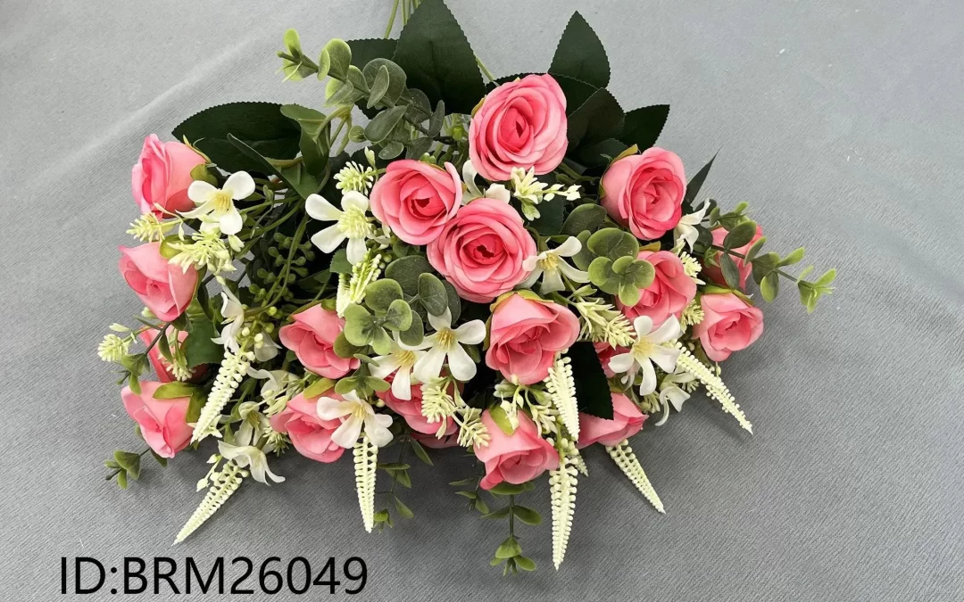China Low MOQ Faux Small Roses Arrangement Customized Export for Trial Order BRM26049
