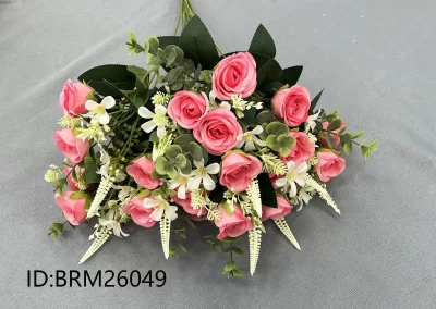 China Low MOQ Faux Small Roses Arrangement Customized Export for Trial Order BRM26049