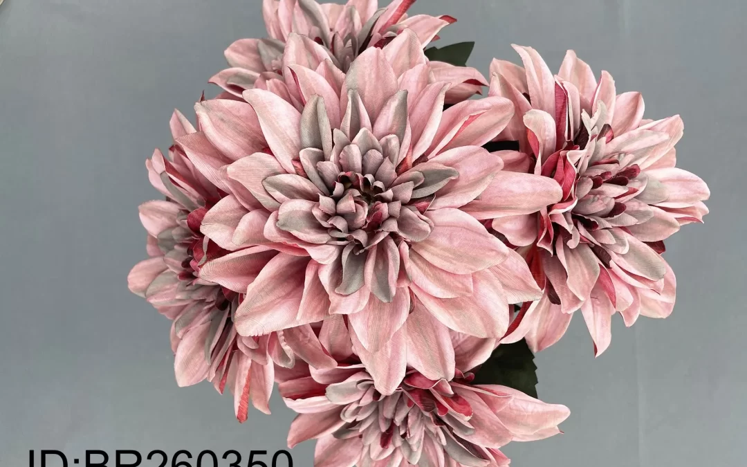 Custom 5 stems dahlia Flowers China Factory Wholesale Pricing Artificial Bouquets BR260350
