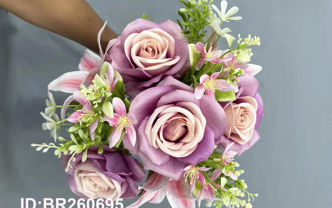 artificial rose floral bouquet 7 stem in bulk BR260695