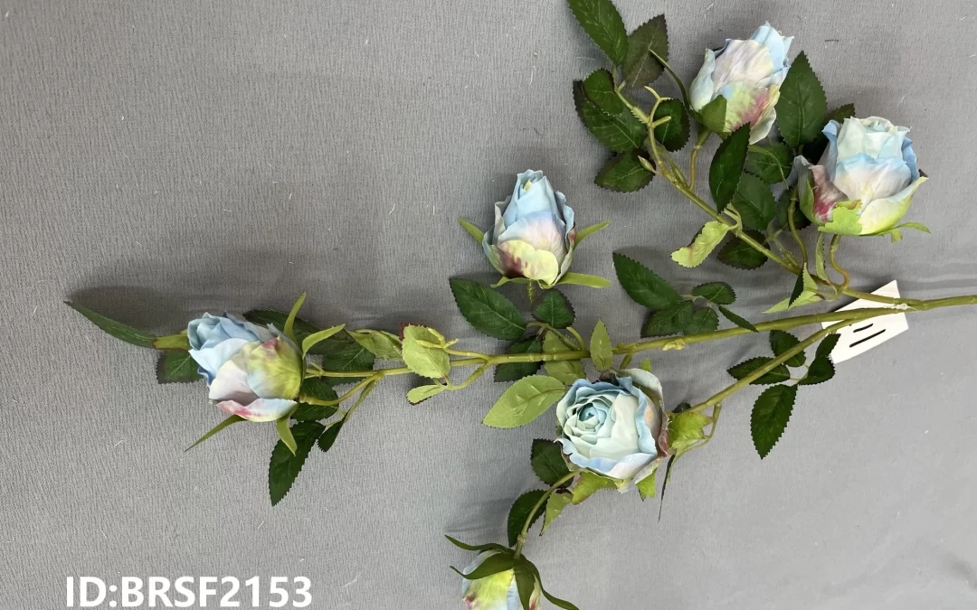 Long stem artificial rose spray China Mall Display silk floral Supplier  BRSF2153