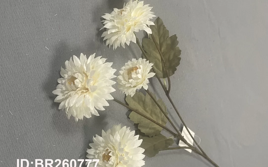 Batang Bunga Daisy Sutra Semprotan Bunga Krisan Buatan dengan Daun BR260777