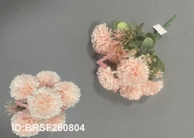 Chrysanthemum Bouquet with Eucalyptus & Pampas Grass – Artificial Flower Bunch, Tianjin China Factory BRSF260804