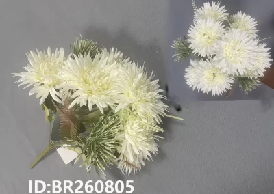 Spider Mum Funeral Bush with Pine Accents – Artificial Sympathy Flower Bundle China Wholesale Tianjin BR260805