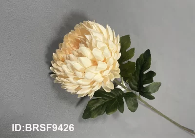 Künstliche Chrysanthemenblume, einzelner Stiel, Seidenbommel, Mutter mit Blättern, für Zuhause, Hochzeitsdekoration, BRSF9426